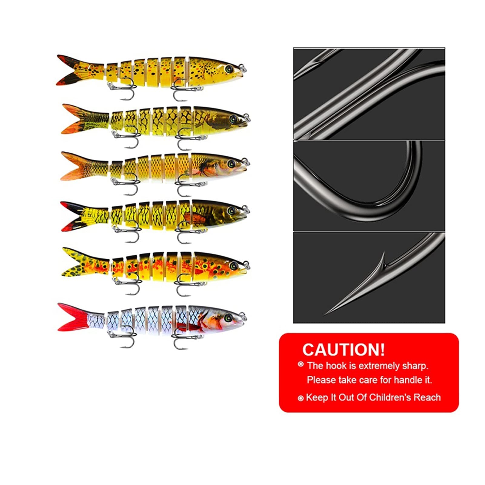 Kunstköder Angelköder Multi Gelenkend Sinking Wobblers Locken Köder Swimbait Harte Köder Angelgerät Für Bass 6 stücke Kunstköder Gummifische