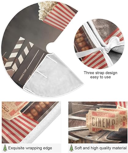 Miniatura 2 de ATTX Falda de árbol de Navidad de palomitas de maíz de cine de 35.4 pulgadas, adornos de árbol de Navidad para decoración de Navidad, fiesta de Año