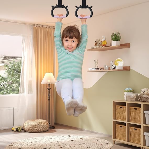 Hocklliy Gymnastic Rings Calisthenics Rings Home Gym Equipment with Adjustable Straps for Strength Training Used,Indoor & Outdoor Use Load-Bearing 250kg