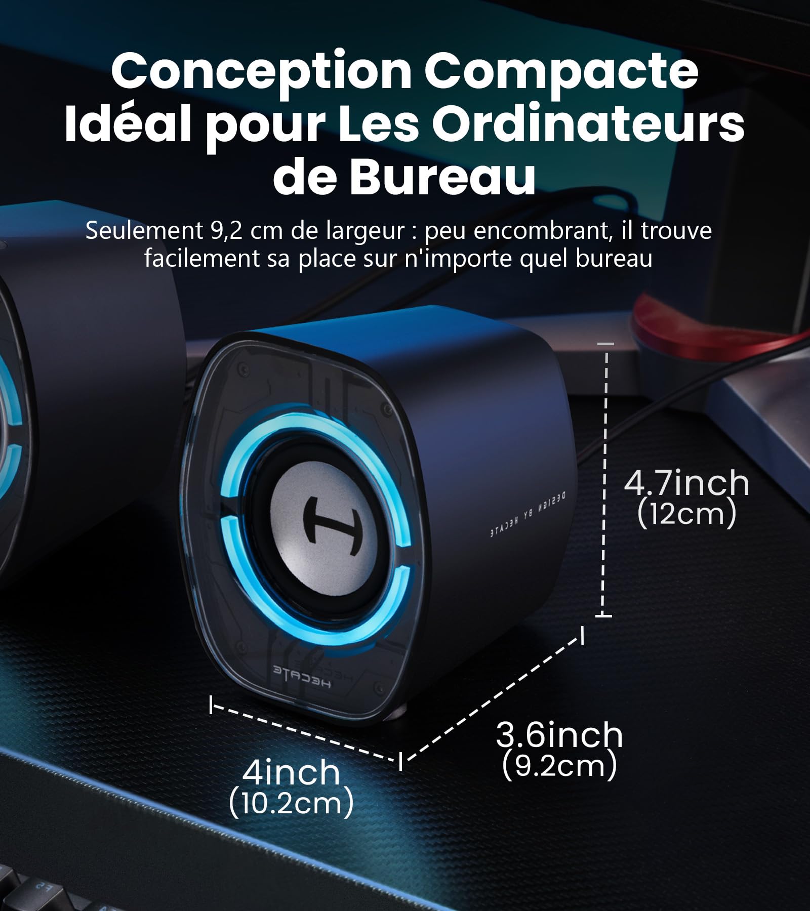 Edifier G1000 II Enceinte PC Gamer de Bureau, Haut-Parleur 2.5" RGB Dynamique, Bluetooth/USB-C/AUX, Noir