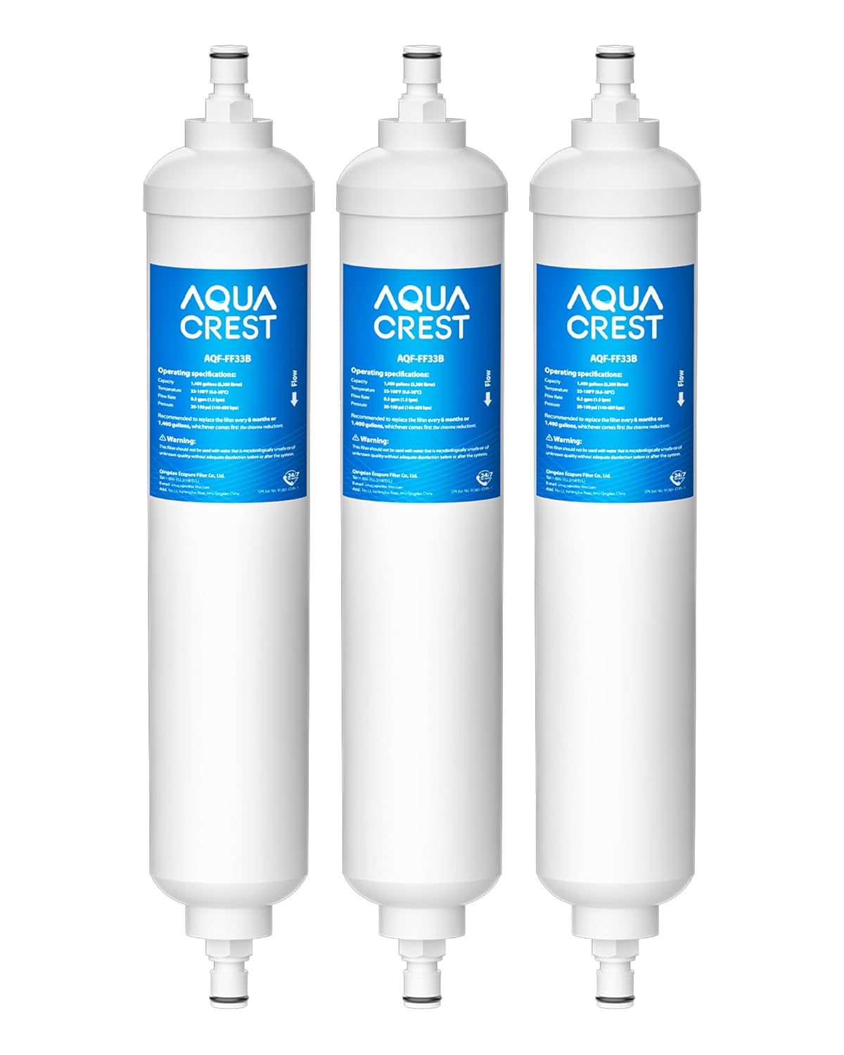 AQUACREST GXRTQR Inline Water Filter NSF Certified Compatible with GE GXRTQR GXRTQ System Reduces Chlorine Fluoride Limescale and