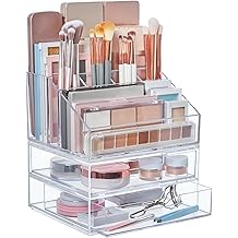 STORi Chloe Stackable Makeup Holder &amp; Drawer Organizer Set, Clear, BPA-Free Plastic, Made in USA, Organize Brushes, Cosmetics &amp; Beauty Essentials