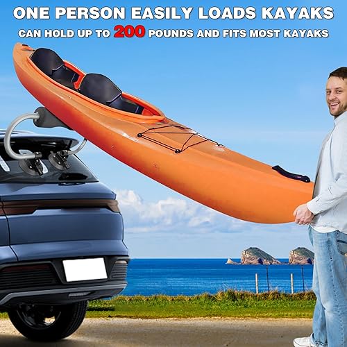 Miniatura 7 de Rodillo de kayak, asistencia de carga de kayak con ventosa de bombeo resistente, soporte para cargador de rodillos de techo de kayak para automóvil