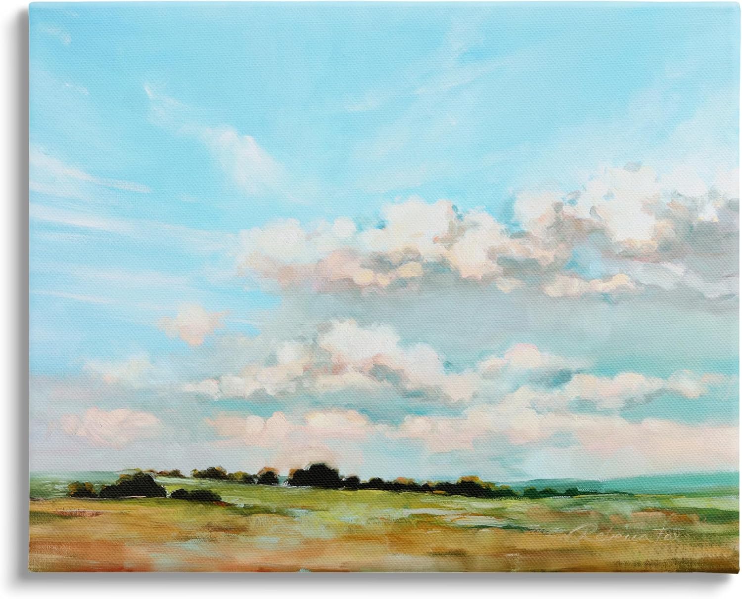 Stupell Industries Cloudy Landscape Painting Canvas Wall Art Design by Rebecca Fox