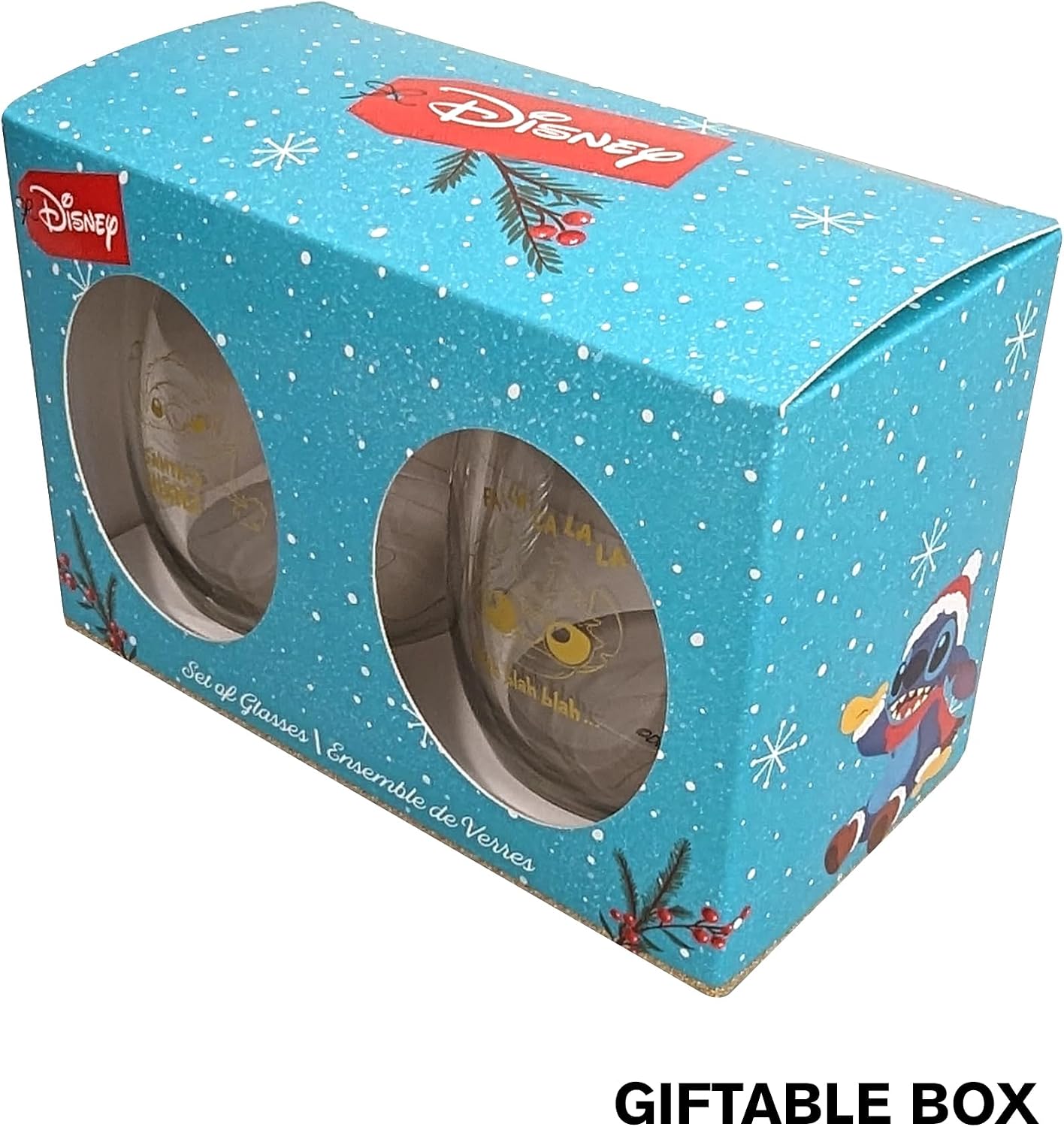 Disney Lilo and Stitch Christmas Stemless Glasses Santa Hat Stitch Officially Licensed Christmas Cocktail Glasses 17 Oz - 2 Pack