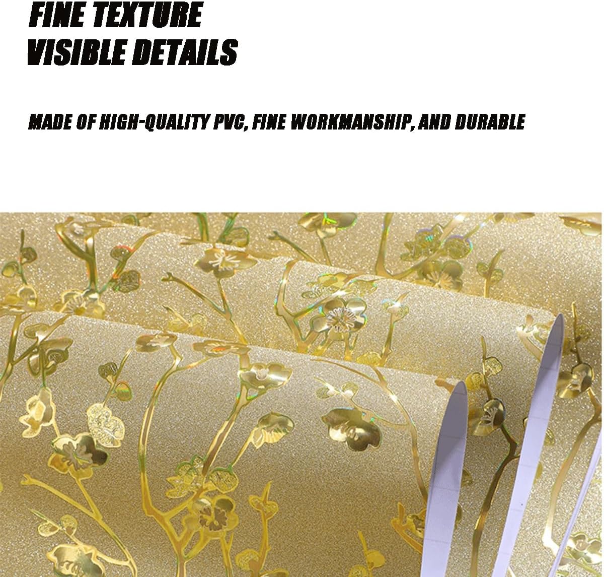 Peel-and-Stick Wallpaper Retro Gold and Silver Light-Colored Luxury Wallpaper Waterproof self-Adhesive Suitable for Cabinet Walls(Little Fish,60cm)