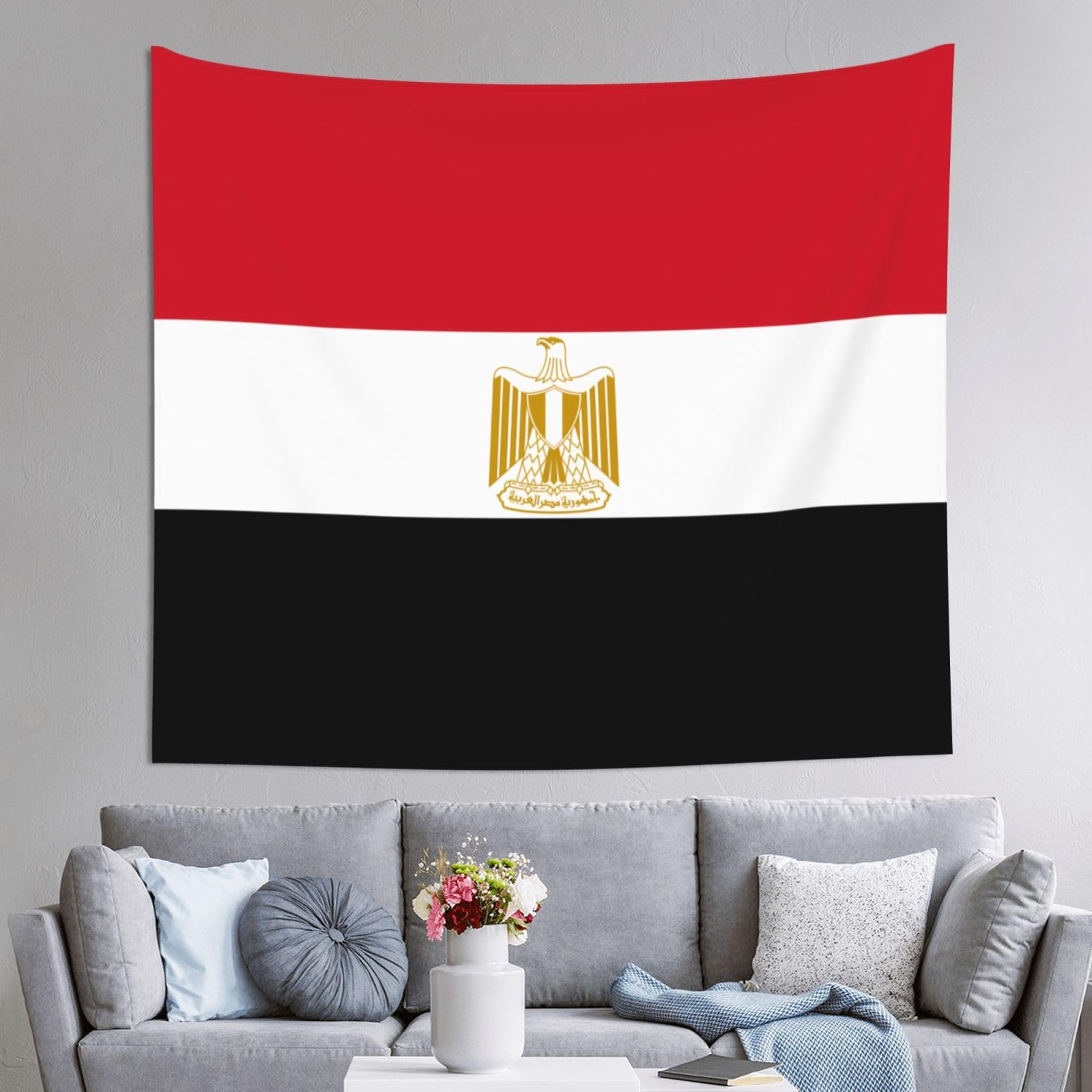 HLSBSSL 60x51in Egyptian flag Printed Tapestry Tablecloth for Dormitory and Picnic Rooms - Multifunctional Fabric Hanging