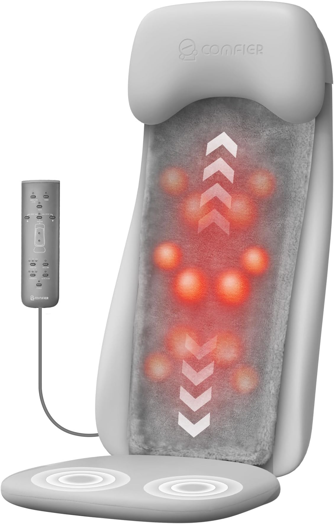 COMFIER Shiatsu Neck & Back Massager With Heat, Height Adjustable Massage Chair Pad For Pain Relief Gifts For Mom Dad 2113p