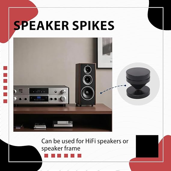 8 Set Speaker Stand Feet Foot Pad Aluminium Alloy Metal Speaker Spikes Cone Floor Shockproof Traceless Foot Nail Subwoofer CD DVD Player Audio Amplifier Recorder, Black