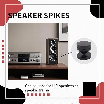 8 Set Speaker Stand Feet Foot Pad Aluminium Alloy Metal Speaker Spikes Cone Floor Shockproof Traceless Foot Nail Subwoofer CD DVD Player Audio Amplifier Recorder, Black
