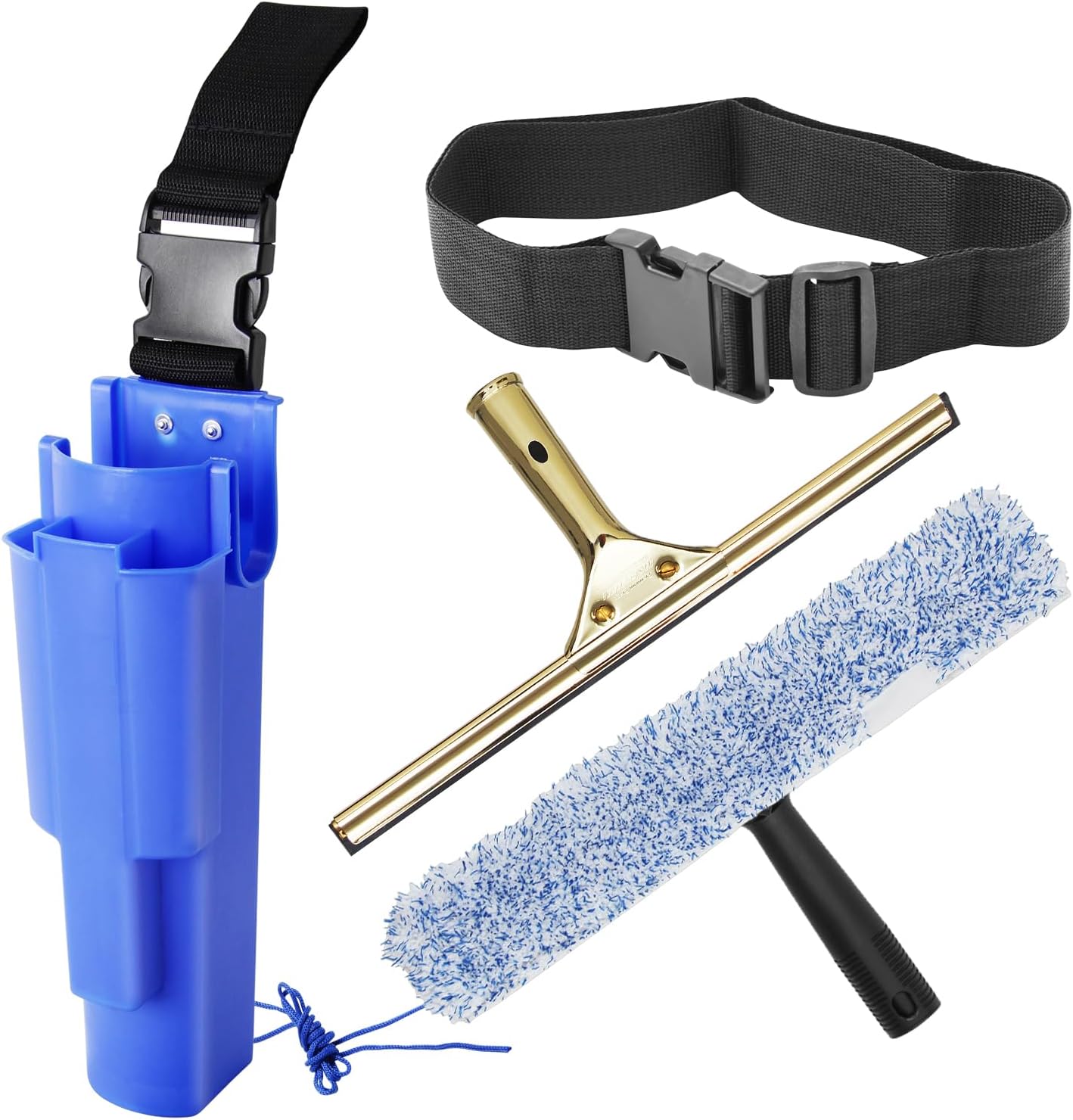 Window Cleaning Side Bucket On a Belt Holster Holds 3 Squeegees and a Washer