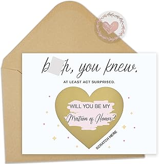 Matron of Honor Proposal Card – Will You Be My Matron of Honor – Funny Scratch Off Card with Envelope – Unique Matron Of Honor Gift – Surprise Wedding or Bridal Shower Invitation