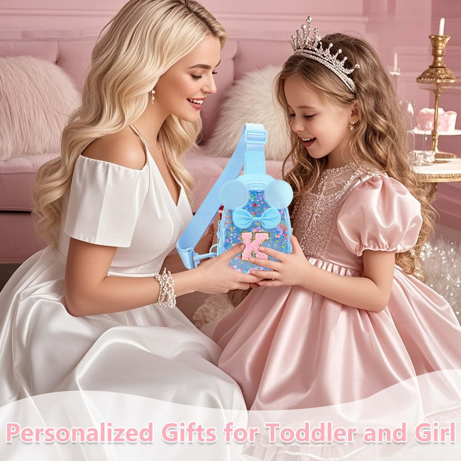 Initial Sling Bag for Girls - 2-7 Year Old Girl Birthday Gifts, Clear Letter Small Crossbody Bag Purses Toddler Kid Gifts Stuff Blue S - Image 2