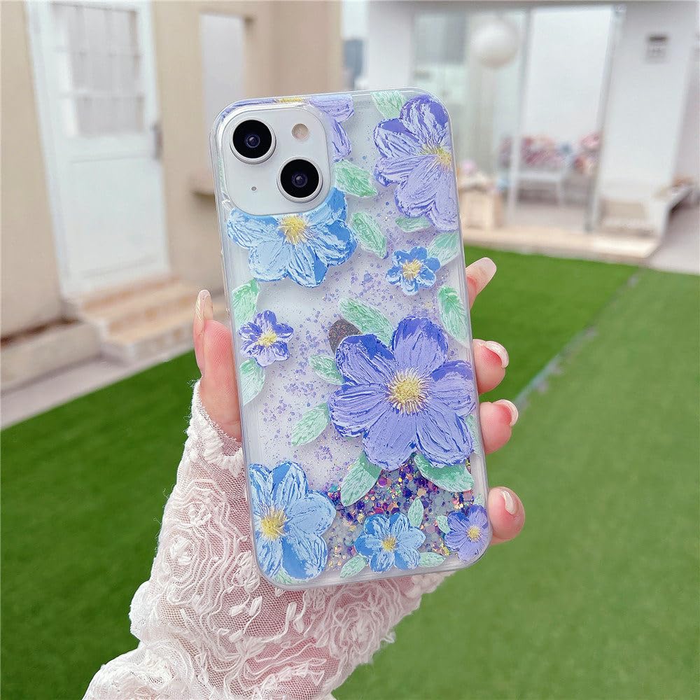 Coque lumineuse iPhone 14 Plus anti-chute au design fleur souple
