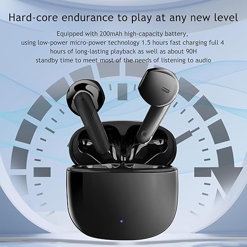 Miniatura 4 de Auriculares inalámbricos Bluetooth V5.3, auriculares Bluetooth estéreo de alta fidelidad con cancelación de ruido ENC, auriculares inalámbricos de