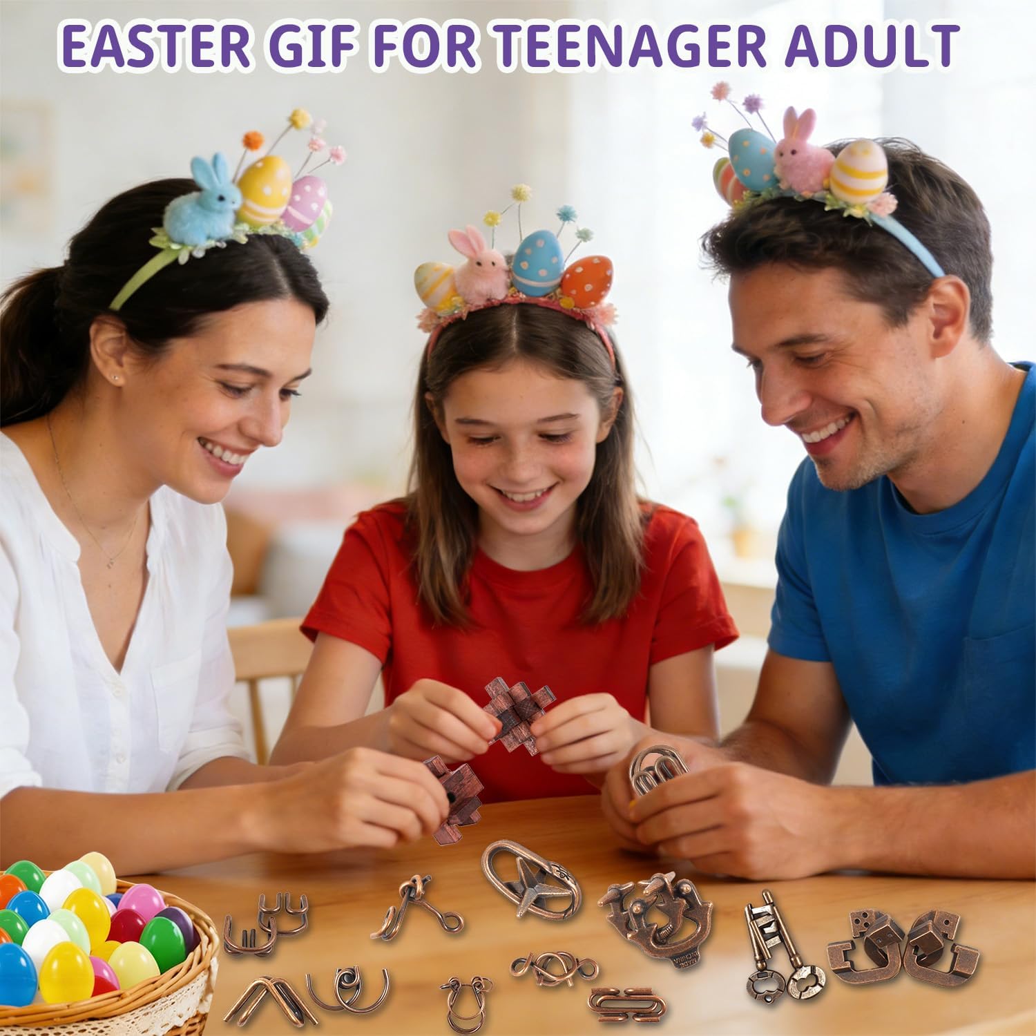 24pcs Easter Egg Fillers with Brain Teaser Puzzles Toys - Easter Basket Stuffers for Teens, Egg Fillers for Teens Adults Older Kids, Puzzle Games Gifts for Party Favors for Boys Girls