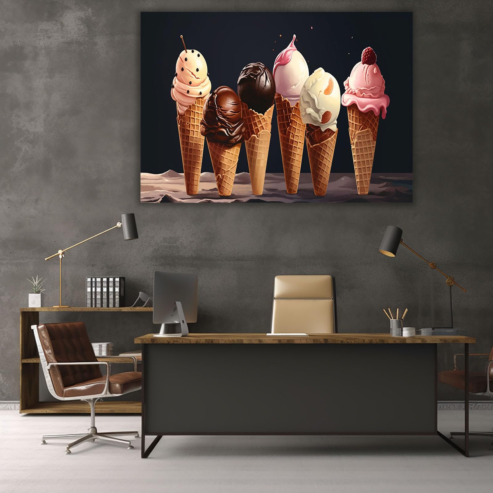 WIKEO Abstrakcyjny Obraz Lody Abstrakcyjny Obraz Estetyczne Salon Dekoracyjny Nowoczesny Malarstwo Dekoracyjne Płótna Zdjęcia Salon Jadalnia Biuro(Korona 40x60cm Oprawione