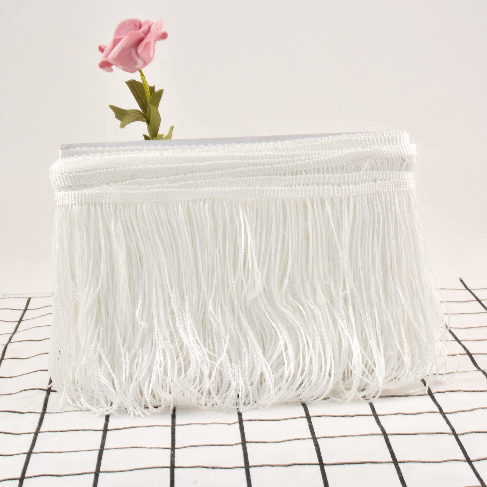 Fringe Trim Kwastje, 10 Yard 14cm Breedte Polyester Kwastje Fringe Trimmen voor DIY Latin Jurk Podium Kleding Gordijn Accessoires (Zwart