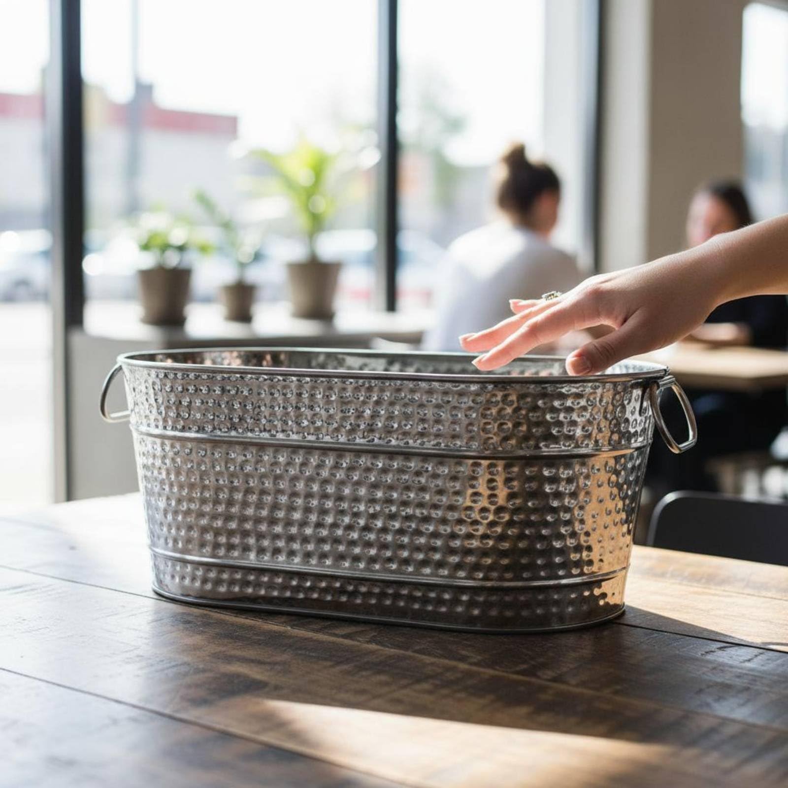 Cubo de Hielo Gran Capacidad Bañera de Hielo Metálica Resistente Al Óxido Refrigerador Bebidas Metálico para Establecimientos, Restaurantes
