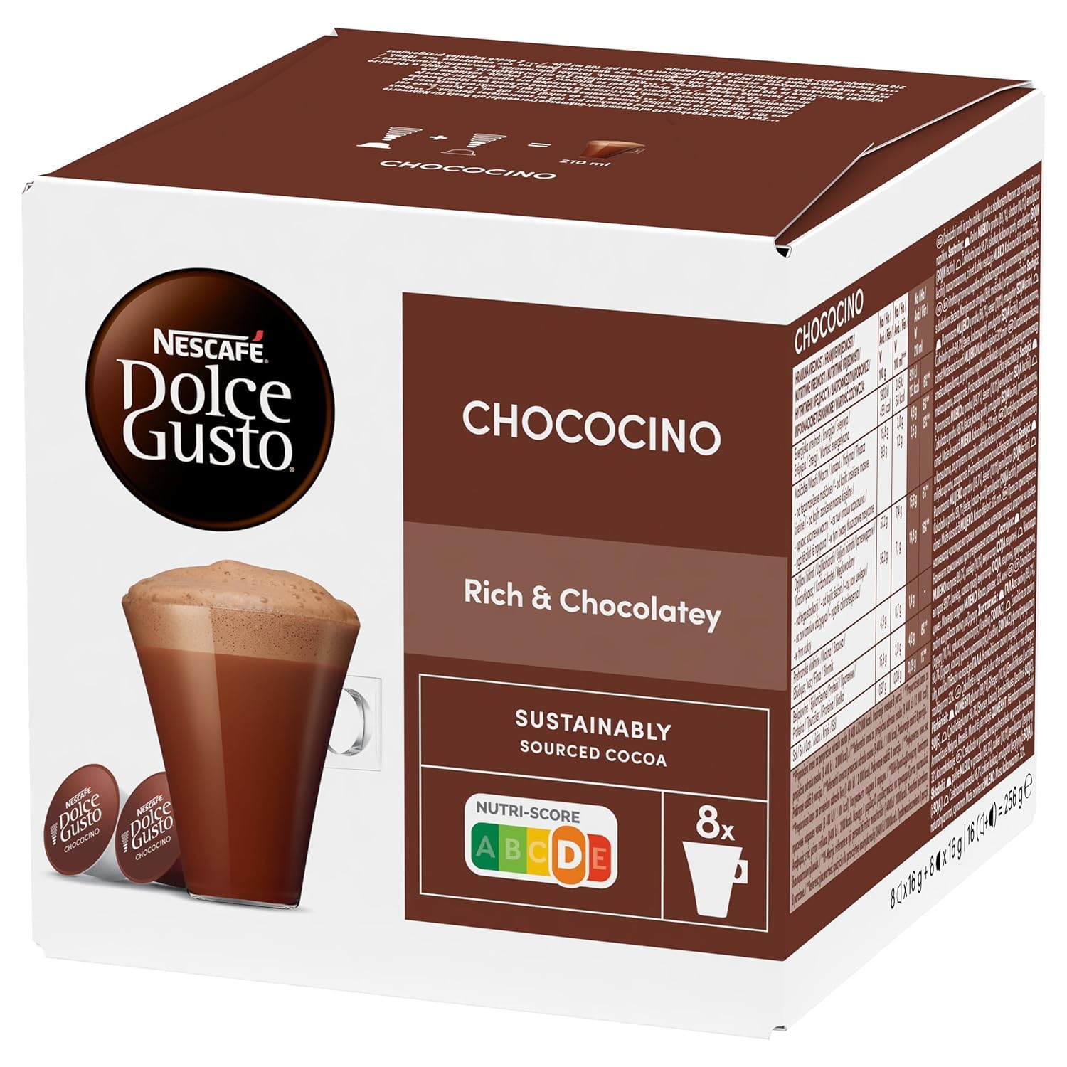 Nescafe Dolce Gusto Chococino Hot Chocolate Pods By COUGAR | Rich & Chocolatey Cocoa Drink | Smooth Frothy Texture | Sustainably Sourced Cocoa | Compatible with Dolce Gusto Machines | 16 Servings - 256g (Imported-USA)-picture-21