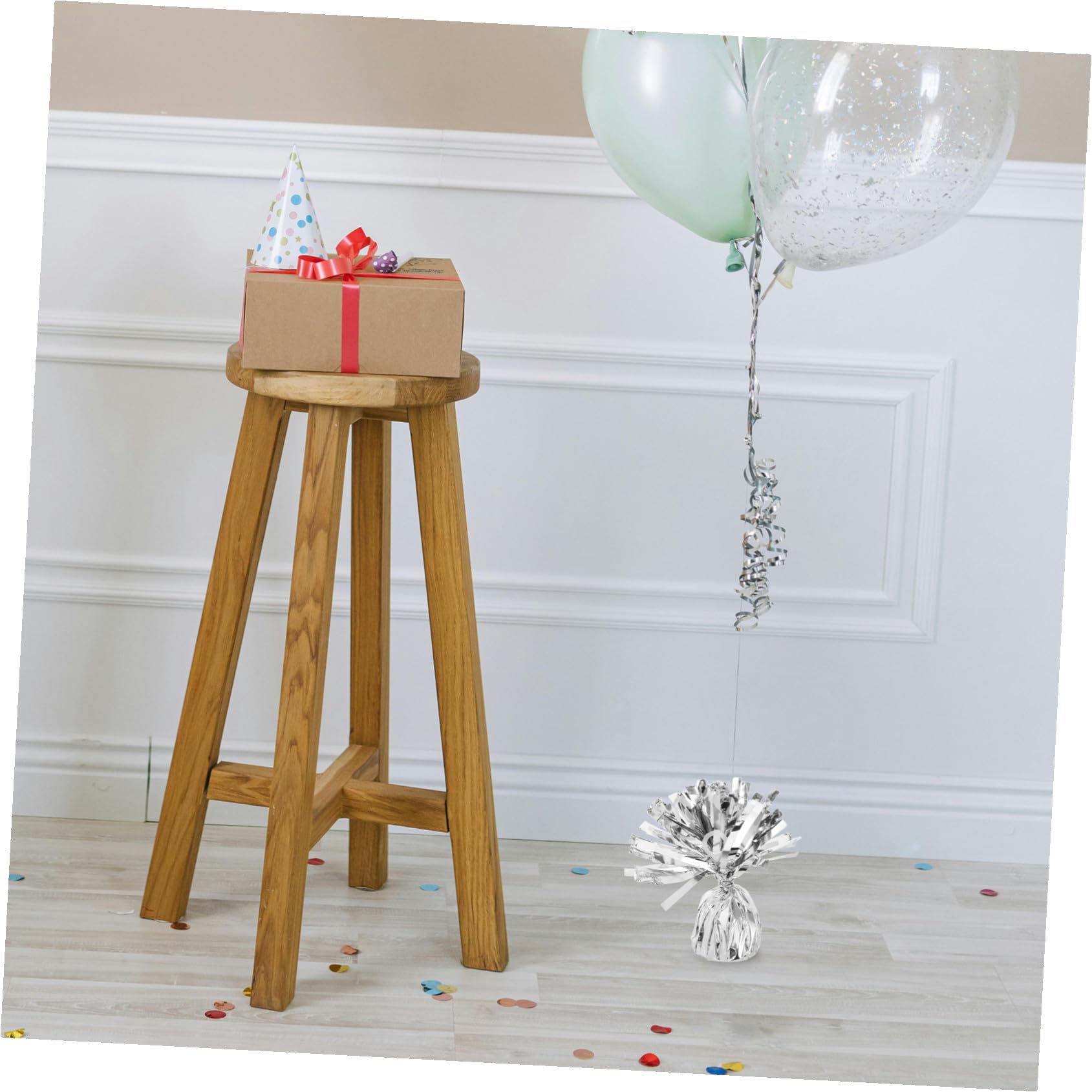 Garneck 6 Stück Schwere Ballongewichte aus Pet und Zement in Silber Elegantes Design zur Einfachen Befestigung für Hochzeits und Partydekorationen