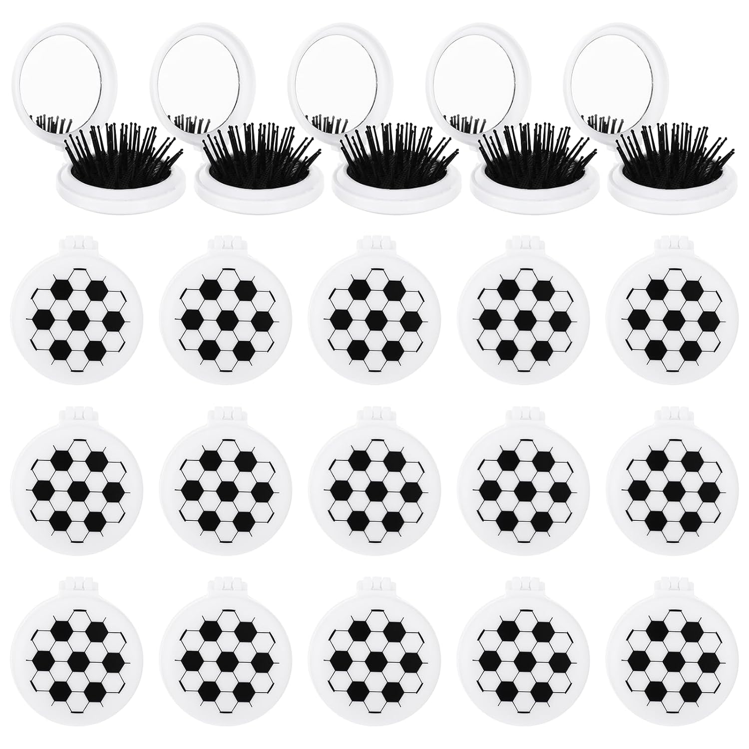 20 Pcs Mini Folding Hair Brush Soccer Gifts for Teens Soccer Party Favors Gift Mini Brush No Tangle Soft Bristle for Travel Women Player Gift Sport Party Favors Goodie Bag Stuffers