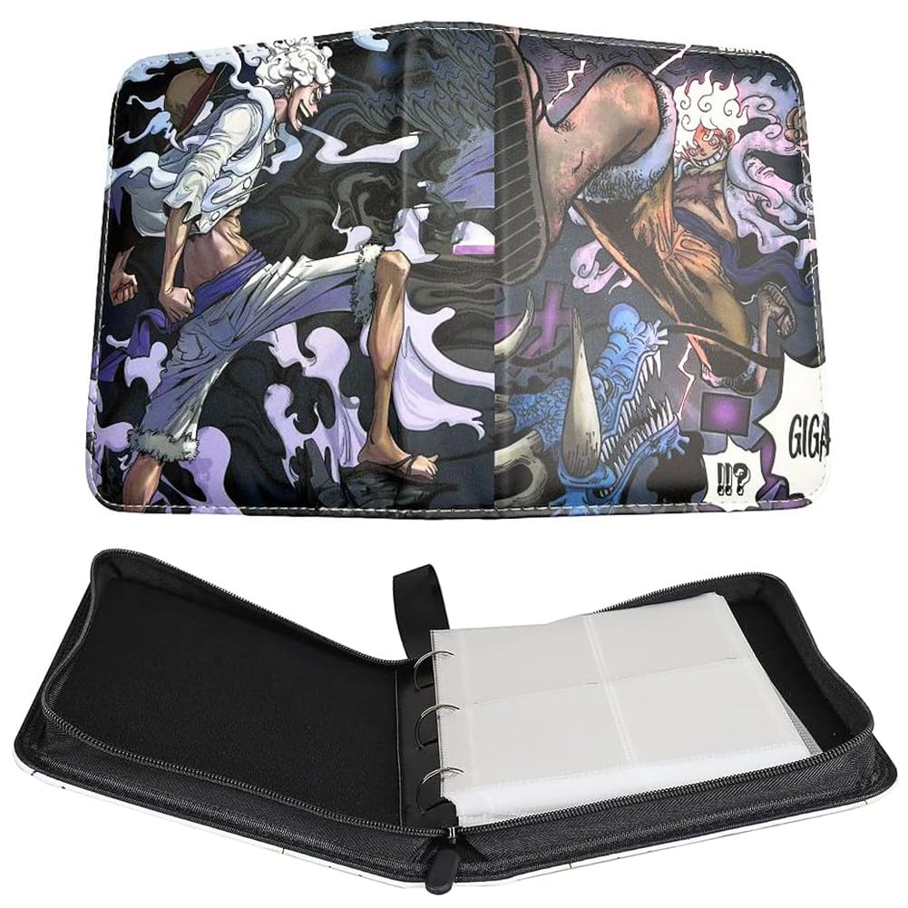 LGQHCE Luffy Álbum De Cartas Coleccionables, One Piece Impermeable Transparente Cartas Album Bolsillos, Cremallera Anim-e Libro De Cartas De Colección De Tarjetas De Páginas