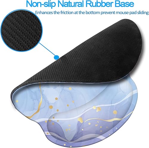Miniatura 5 de Alfombrilla de espuma viscoelástica para mouse con soporte de muñeca, cómoda alfombrilla acolchada de 9 x 10 pulgadas, alfombrilla de mouse para