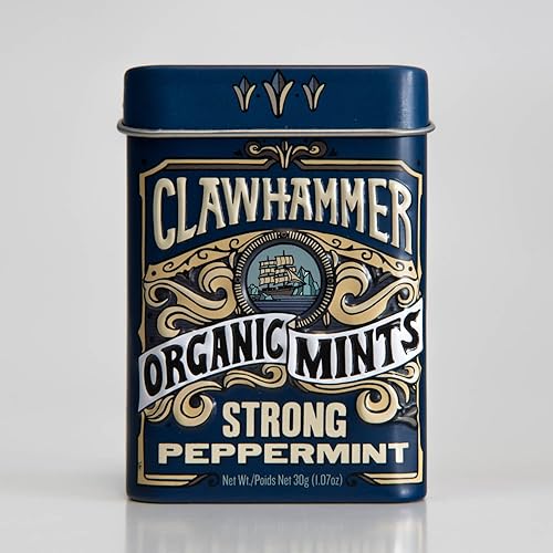 Clawhammer - Mentas orgánicas con certificación USDA, sin gluten, sin OMG, Kosher  Menta fuerte, lata de 30 unidades
