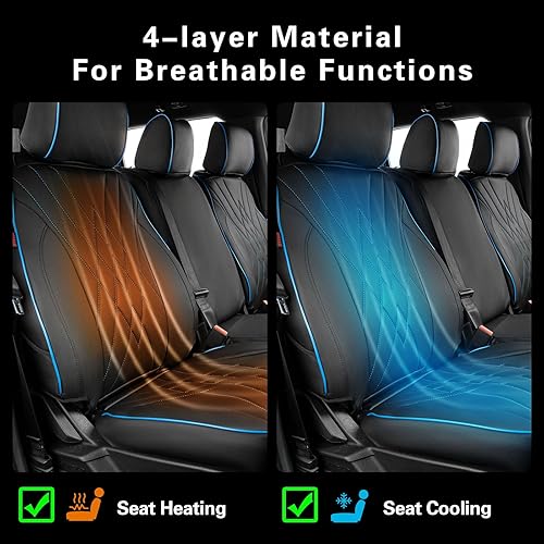 Vista 38 de EKR Juego completo de fundas de asiento F150 para Ford F150 XL/XLT 2015-2020 y (CrewCab) 2017-2022 F250/F350/F450 SuperDuty XL/XLT (Negro)