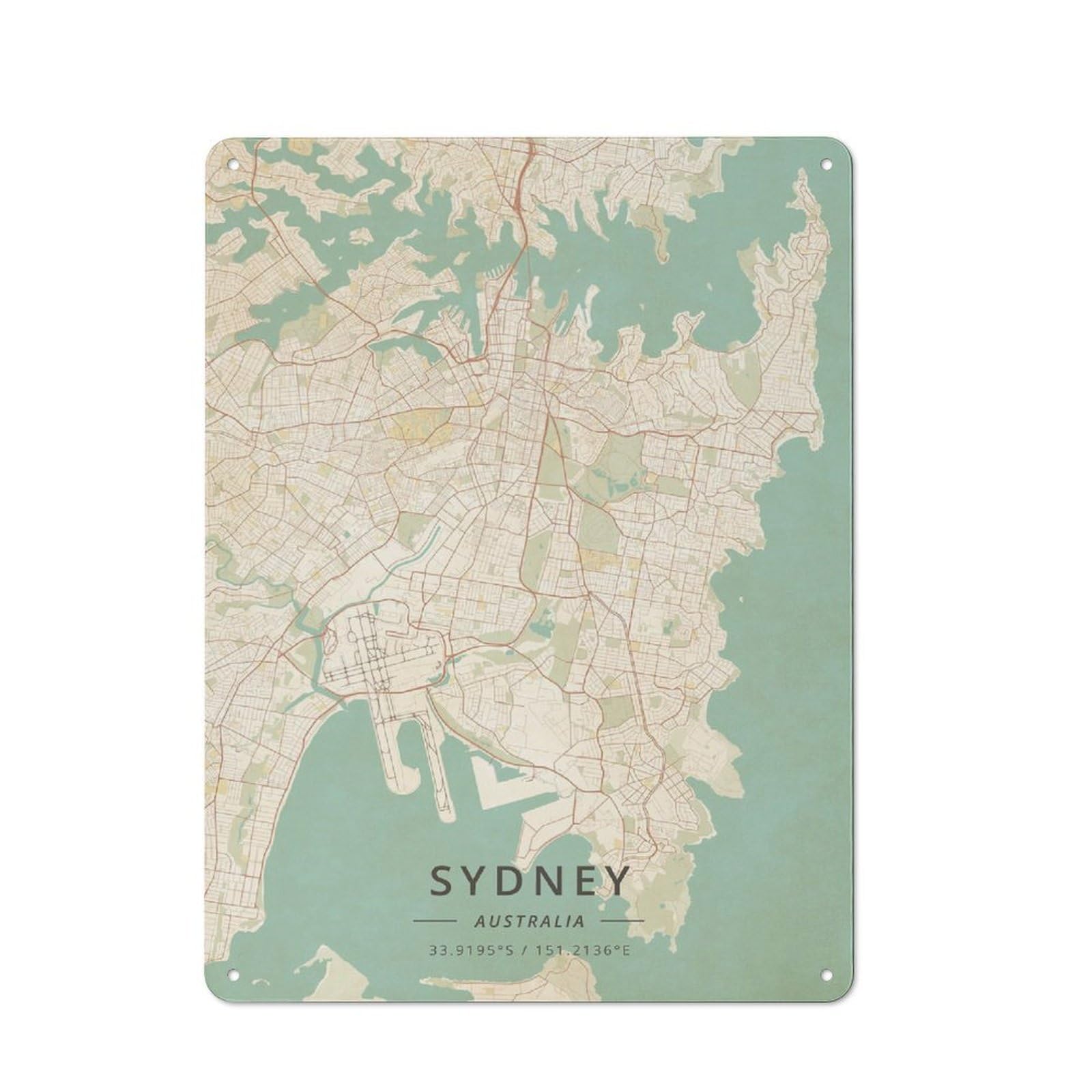 Junmoney Sydney Australia Vintage Metal Plaque 40X30cm For Café Or Restaurant, A Decorative Gift For A Newly Furnished Café And Restaurant
