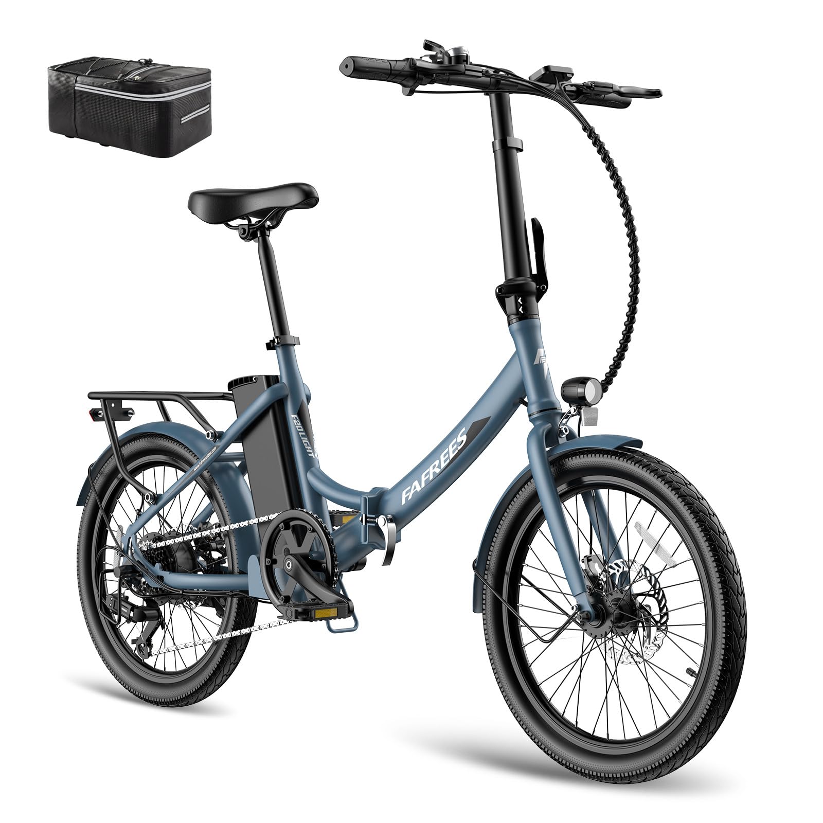 Fafrees Bici Elettrica Pieghevole Donna Uomo 20 Pollici, 36V 16.75Ah Bicicletta Elettrica 250W Ebike da Città, 90KM Pedalata Assistita E-bike, 7 Velocità, F20 Light Upgrade Blu
