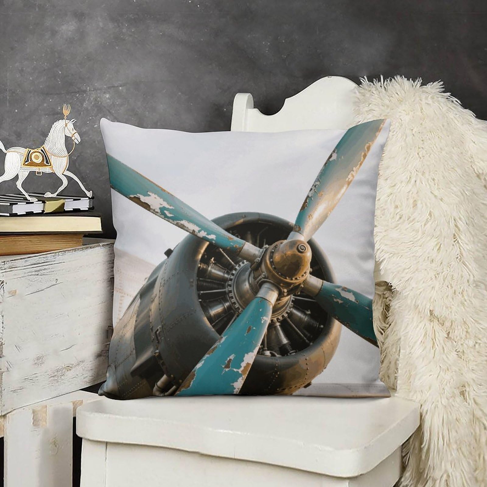 FodPand Boho Farmhouse Airplane Pillow Covers with Hidden Zipper 24x24 Soft Plush Cushion Cover Decorative Throw Pillow Cases for Couch Bed Sofa Living Room Indoor Outdoor Home Decor