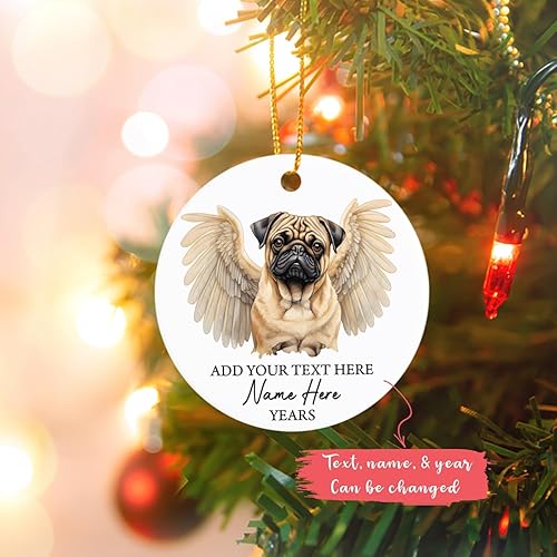 Miniatura 10 de Adorno de bulldog inglés, adorno conmemorativo personalizado para mascotas, regalo de pérdida de perro, adorno de Navidad de alas de ángel de