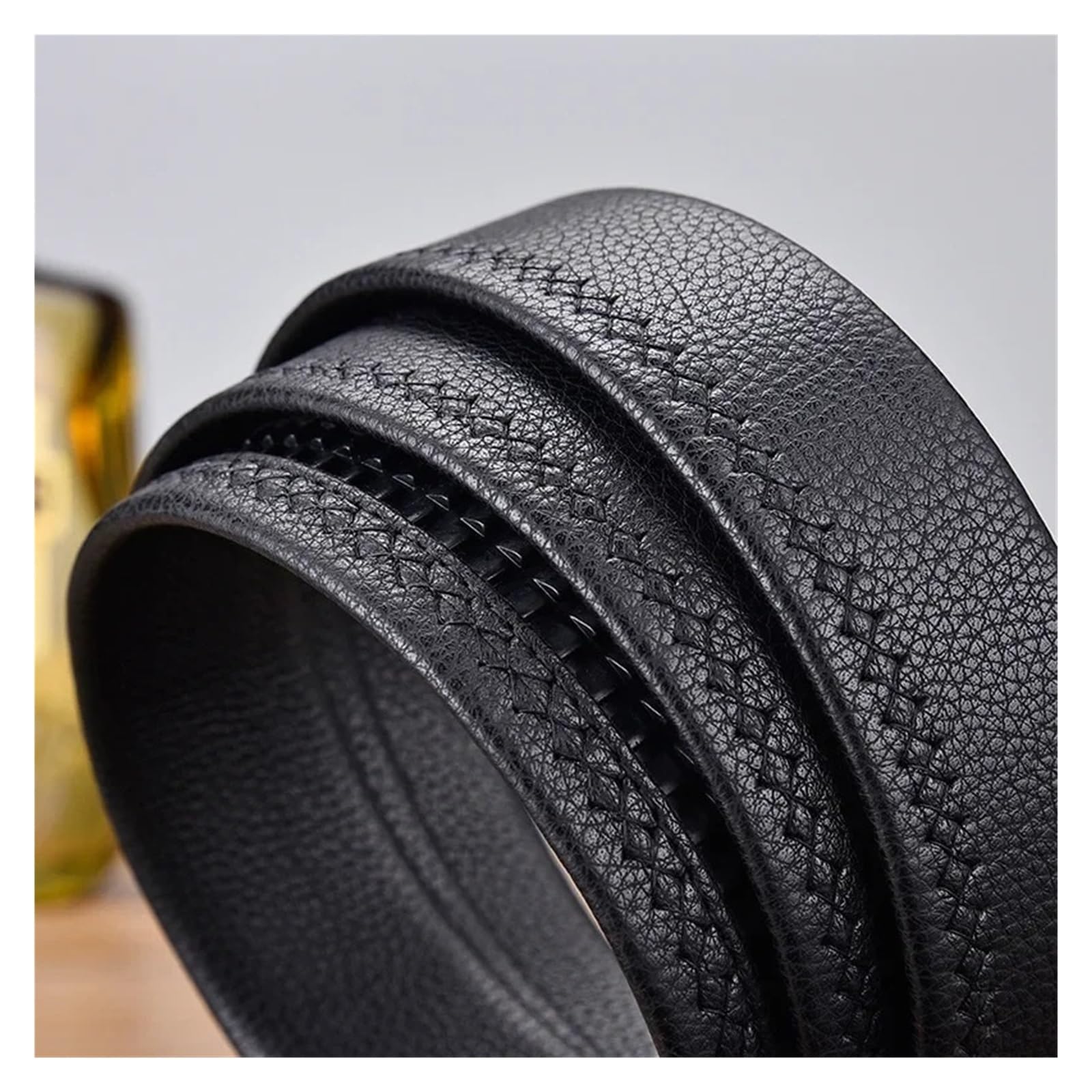 Correa de cinturón de repuesto automática de cuero PU unisex sin hebilla | 1 pieza de 3,5 cm de ancho, largo de 100 a 180 cm, piel sintética duradera, apto for uso diario.