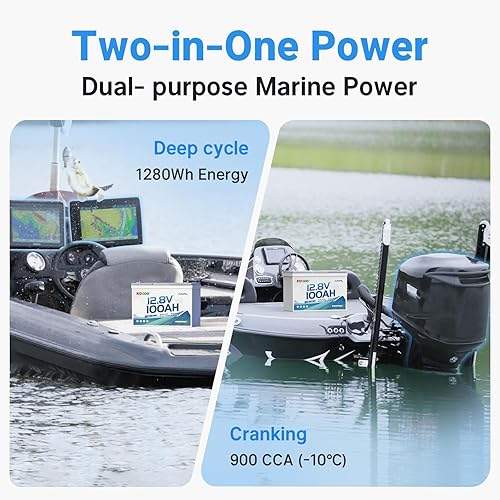 Miniatura 2 de Redodo Batería marina 900CCA Group27 de doble propósito con Bluetooth de 12 V 100 Ah, batería de arranque con calefacción y retención inteligente de