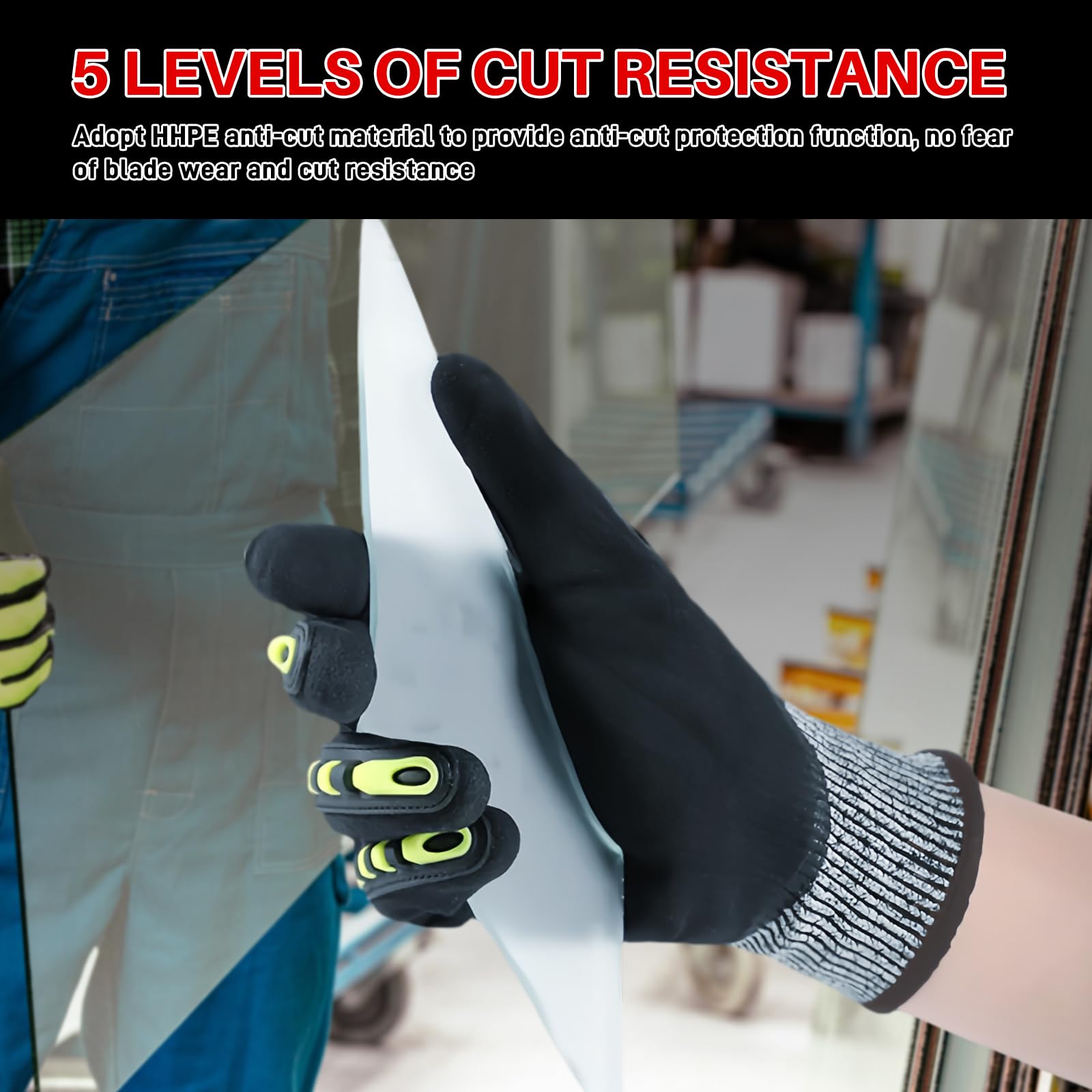 Forcefield Cut Resistant Glove, Aramid Fibre Palm Coated With Blue Crinkle Latex