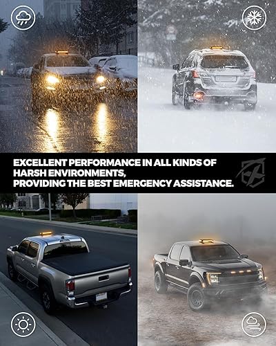 Miniatura 6 de Xprite Barra de luz LED estroboscópica intermitente en el techo, luces de advertencia de peligro de doble cara con soporte magnético para vehículos