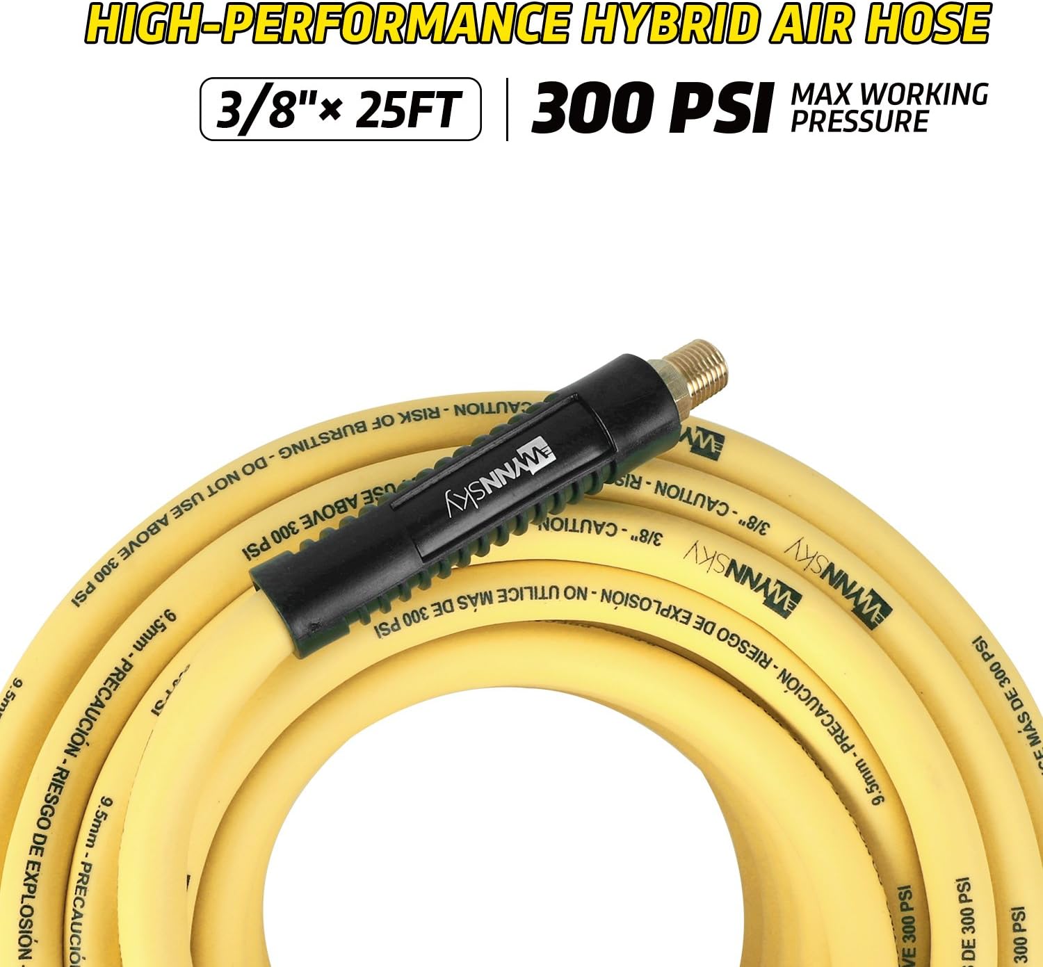 WYNNsky 3/8" Hybrid Air Hose 50ft 1/4" MNPT Air Compressor Hose Heavy Duty Lightweight Hybrid and Bend Restrictor Fittings : Automotive