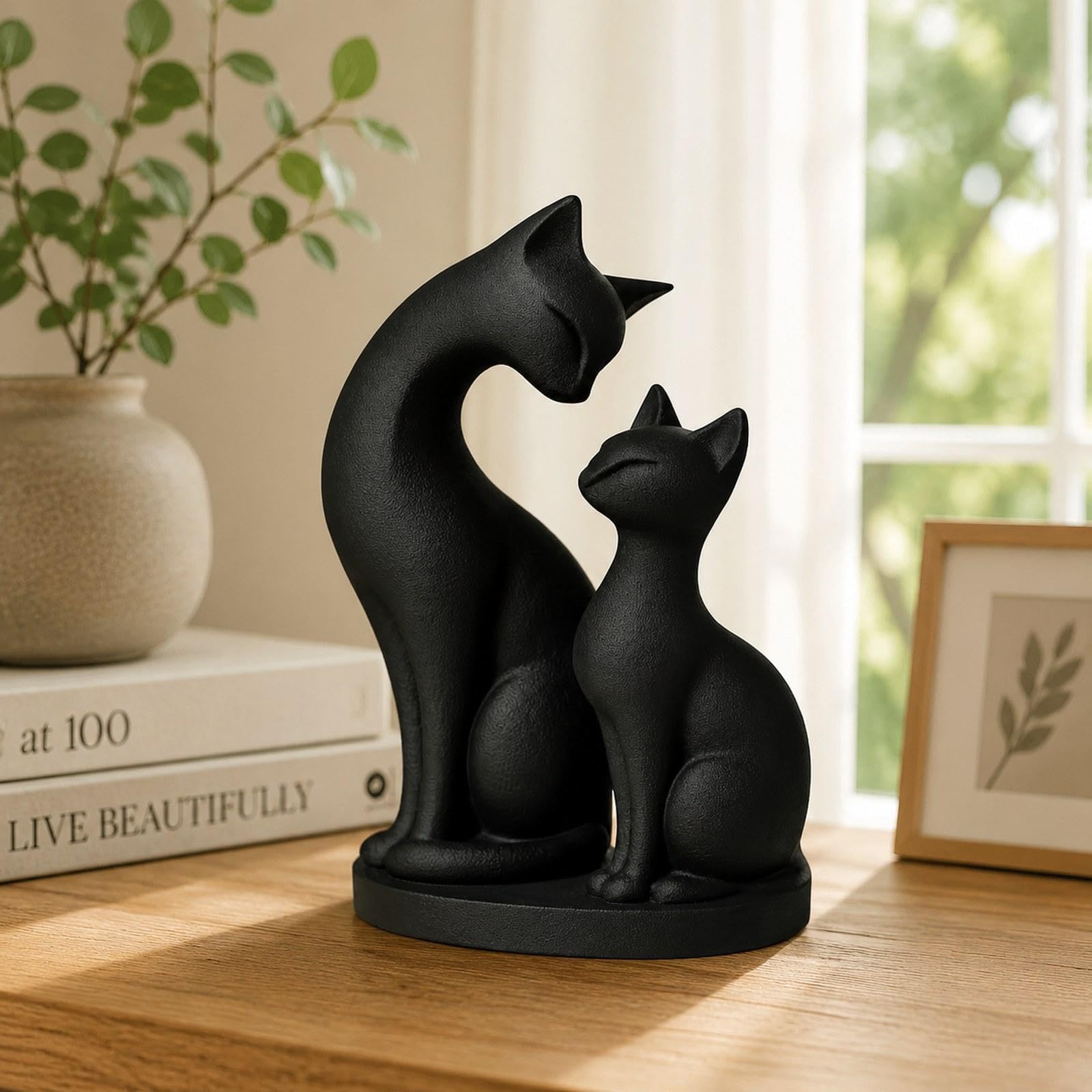 ２匹のネコの置物 美品 Amazon.co.jp: Leefasy 2 個 猫の置物セット 猫のカップル像 本棚の