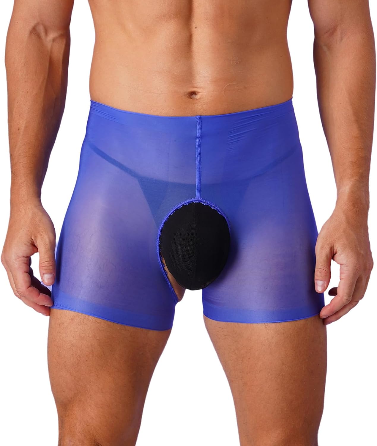 Alvivi Mens Sheer Hollow Out Lingerie Underpants Crotchless Boxer Shorts Stretchy Underwear