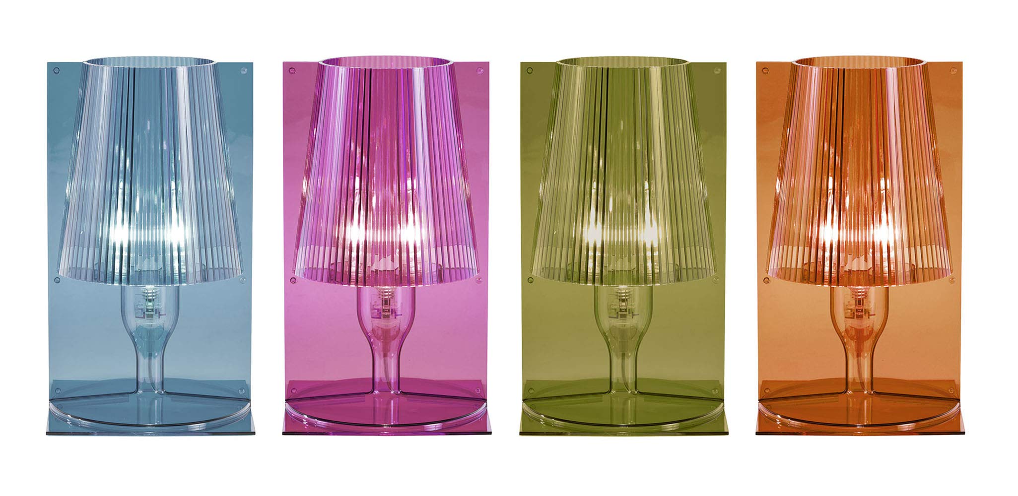 Kartell Take, Lámpara de mesa, Verde Oliva, Transparente