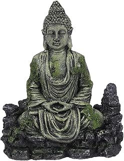CHONSE Estatueta de Buda Estátua de Pedra Rockery Estátua de Resina Decorativa de Pedra Rockery Estátua de Buda sentado Decoração de Aquário Répteis Ornamento de Ornamento Escultura