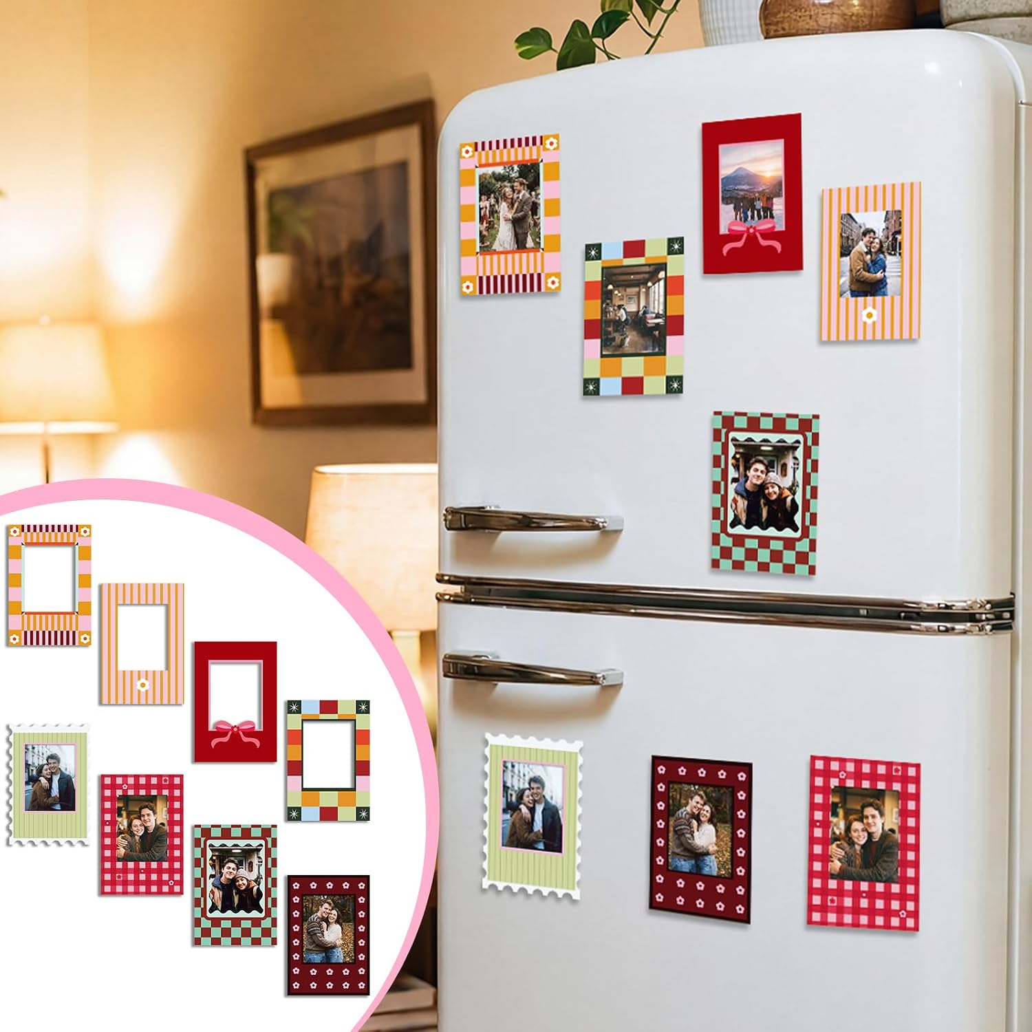Tellegloww 8 Pcs Magnetic Frames Set, Sweet, 2 x 3 in