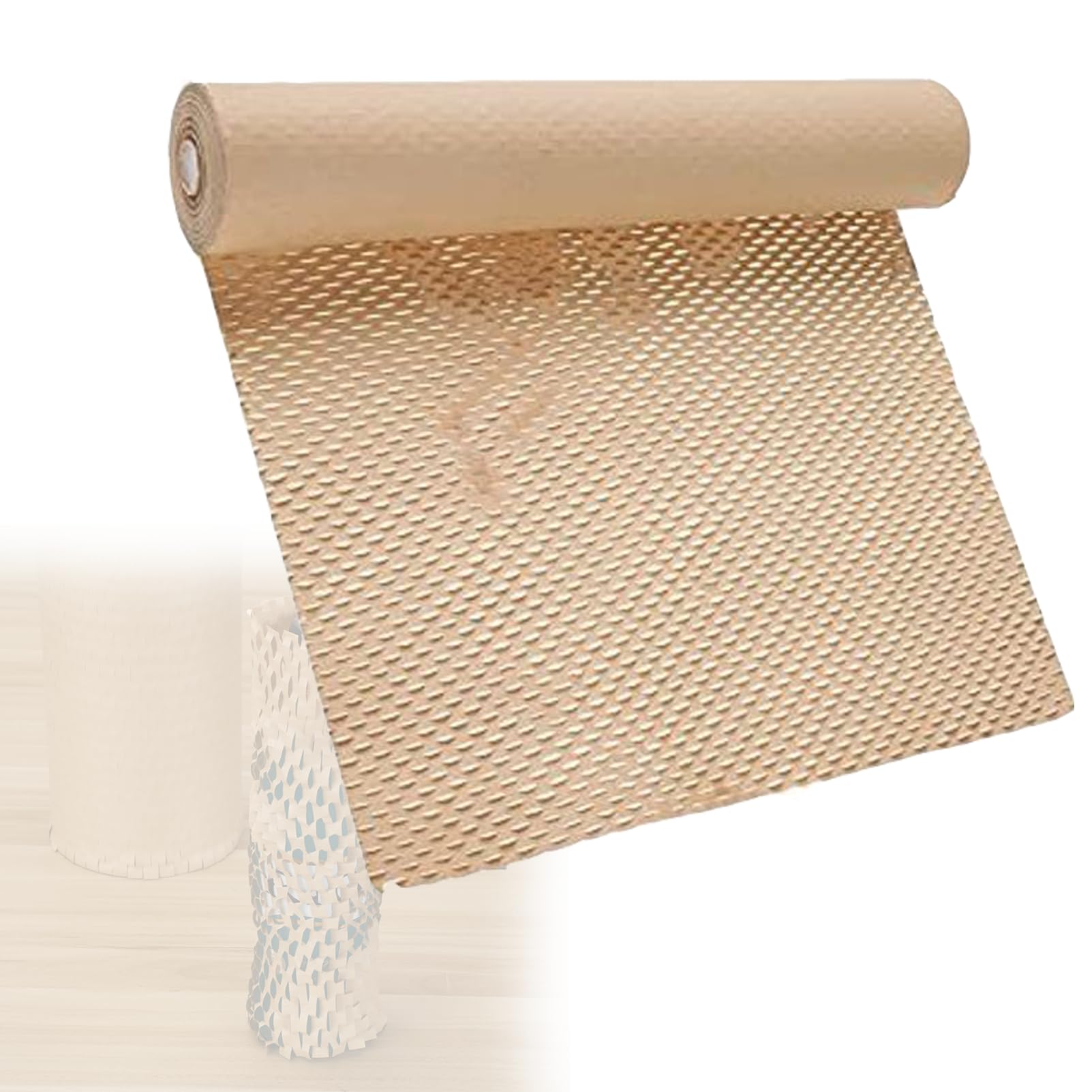 Stazione di carta da imballaggio, carta kraft naturale con design a fessura ad incastro per spedizione e trasloco, soluzione di imballaggio ecologica, 100 fogli per rotolo