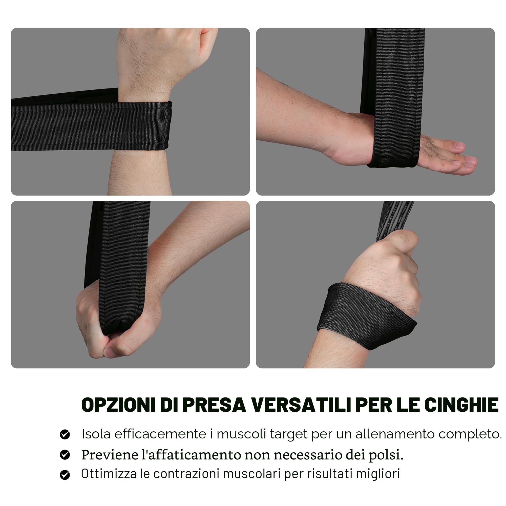 Vulken - Corda per tricipiti con cavo, due misure in una corda extra lunga, cinghie di estensione per tricipiti, attrezzatura da palestra, maniglie per allenamento a casa per bande di resistenza.