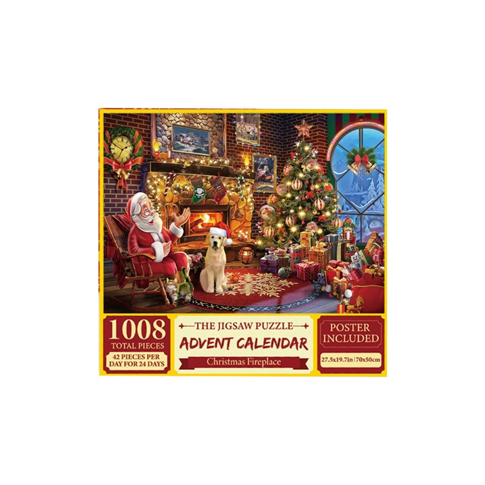 280z 24 Grid Countdown 1008 Pieces Creative Christmas Puzzle Paper Puzzle Educational Toys Epcot 1000 (Watermelon Red, 28x26x5cm)