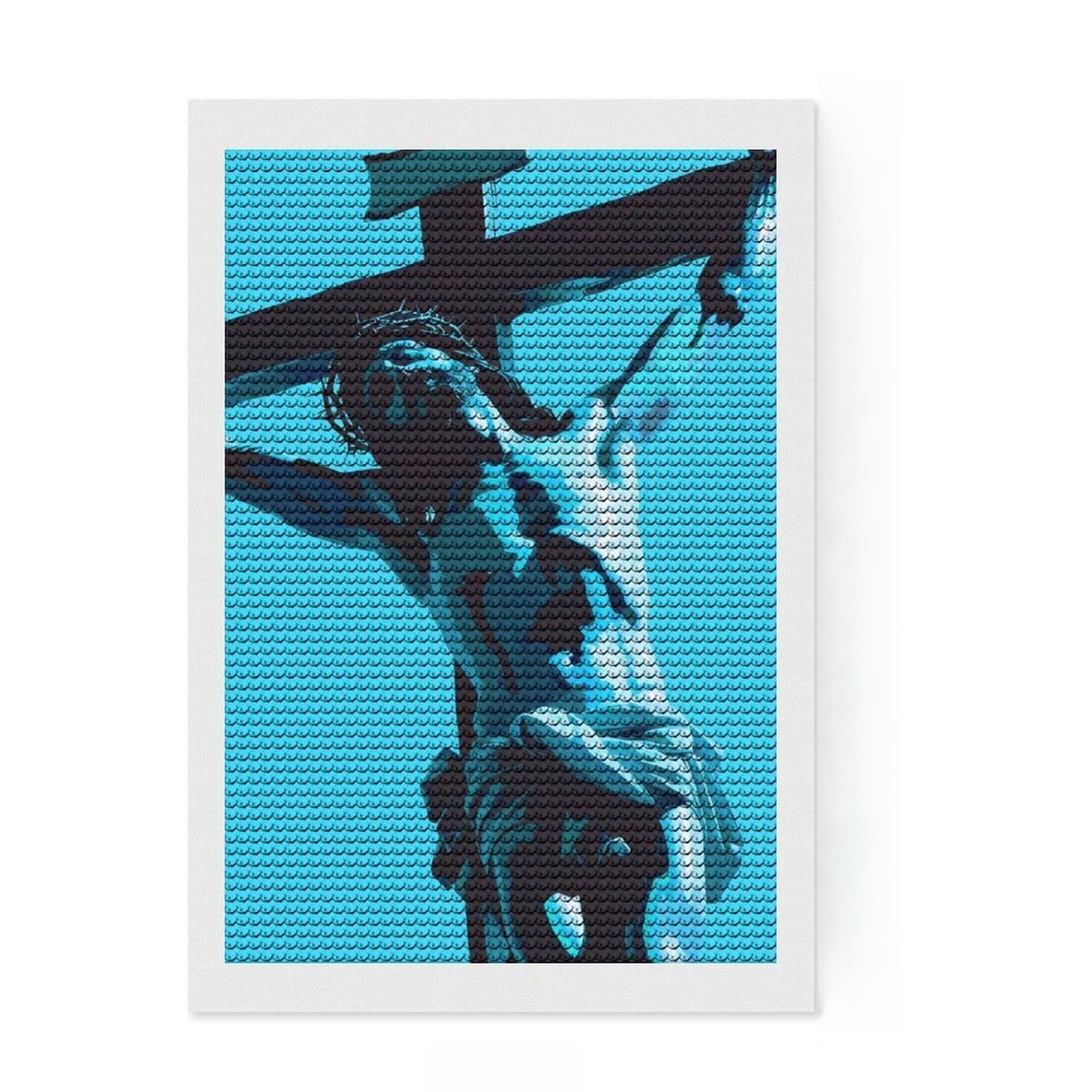 Junmoney Jesus Art Diamond Art Canvas 8"x12", for Teens, Modern Decor, Easy to Enjoy, Holiday Gift Idea, Pleasing Wall Art Project