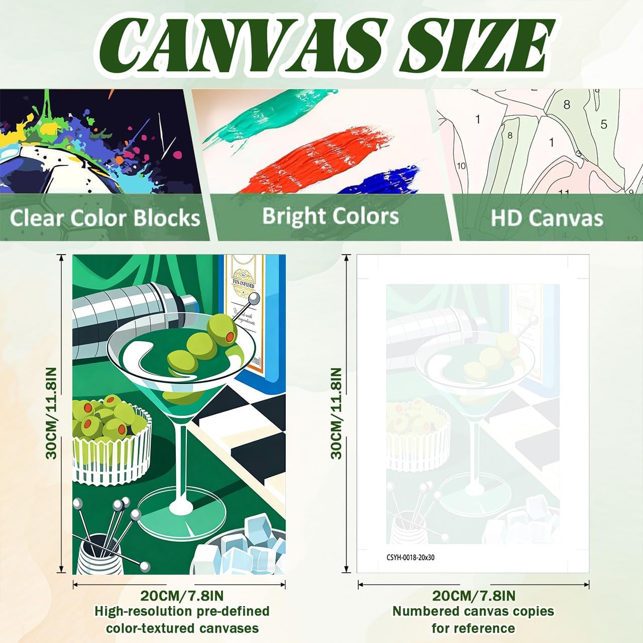 4 Pack Cocktail Paint by Numbers Kit for Adults with Frame, Easy Paint by Number for Adults Cocktail, DIY Acrylic Oil Painting by Number for Beginners, for Gift Home Wall Decor 8x12 in/ 20x30 cm