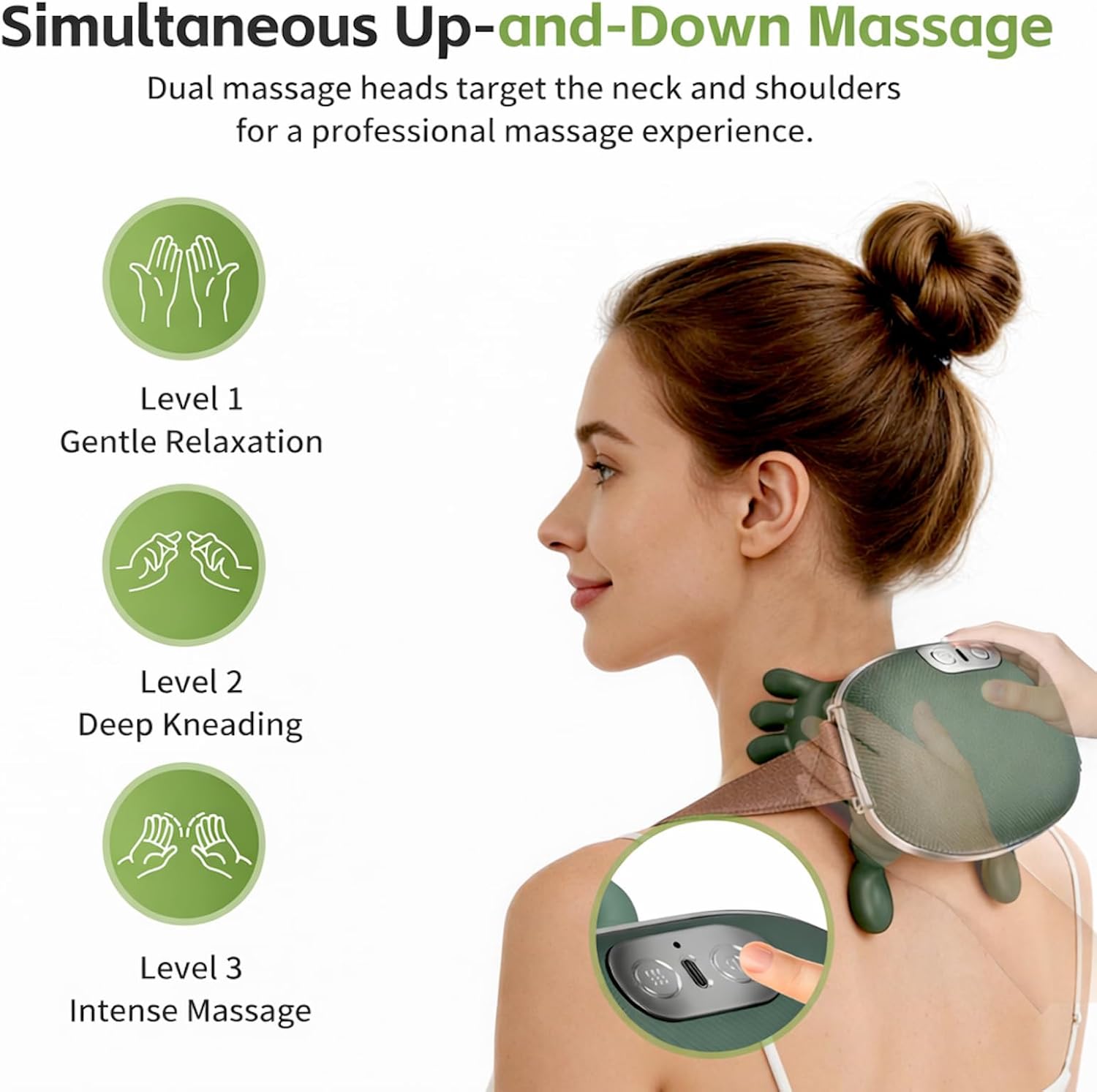 Neck and Shoulder Massager with Heat, 4D Shiatsu Deep Tissue Kneading, Bionic Hand Massage with Fingers, Wireless Portable Cervical & Back Massager for Pain Relief and Muscle Relaxation